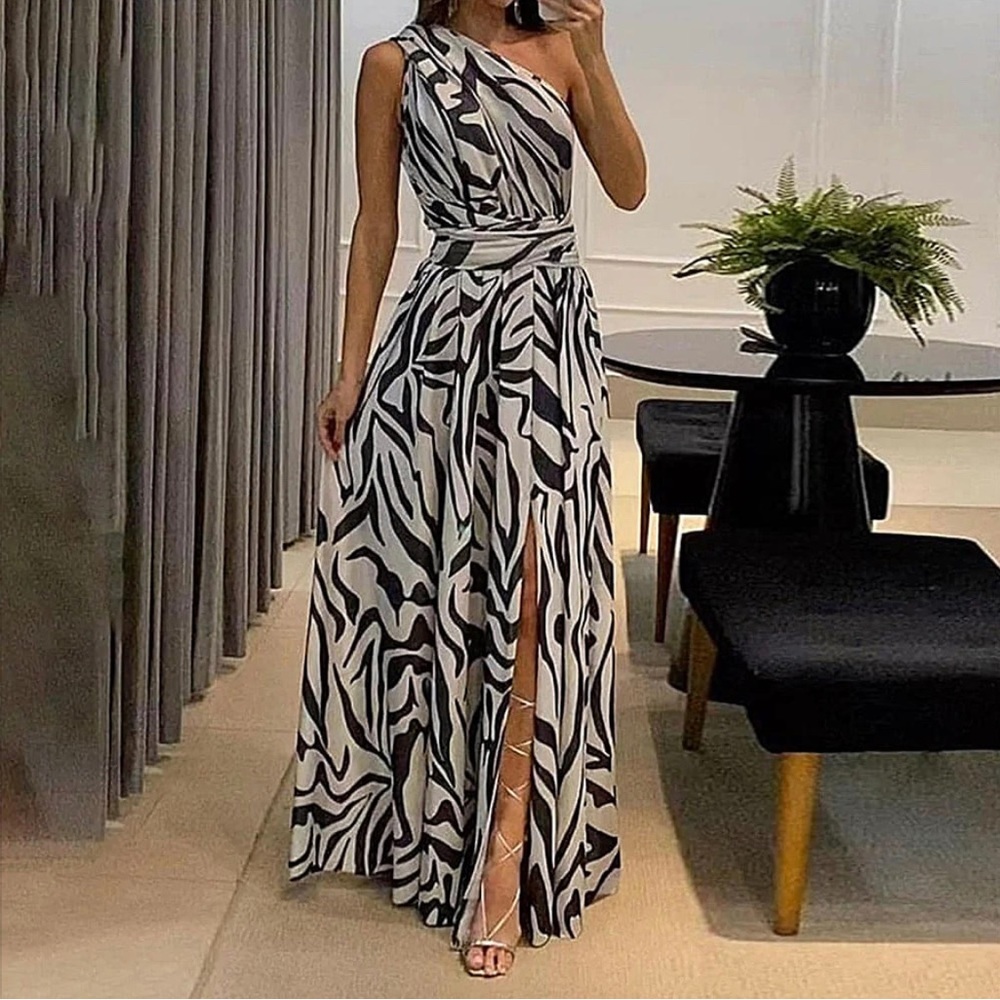Asymmetrical off the shoulder dress